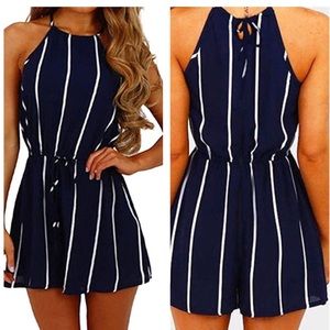 Cute Navy and White Striped Romper